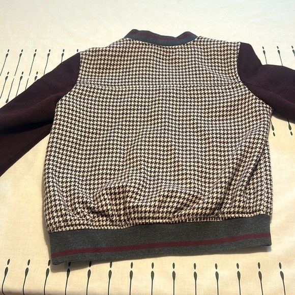 Zara Collection burgundy,  cream, and gray varsity jacket. Size Small. - Picture 3 of 7